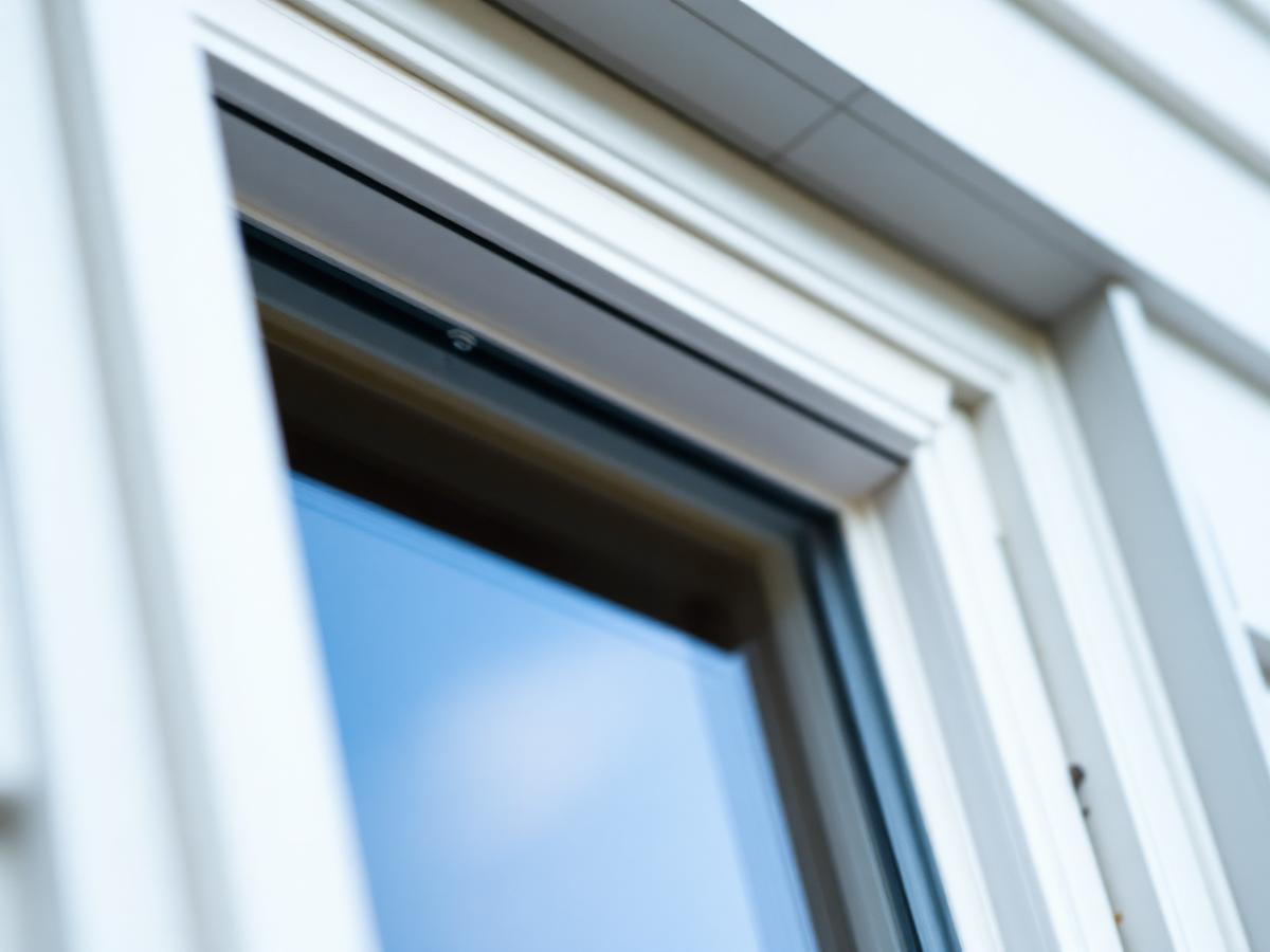 Close detail of a sealed residential window frame